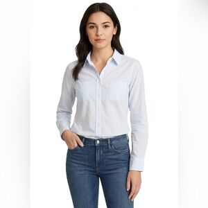 Lily Pulitzer Preppy White & Blue Button Down Shirt Size: XS